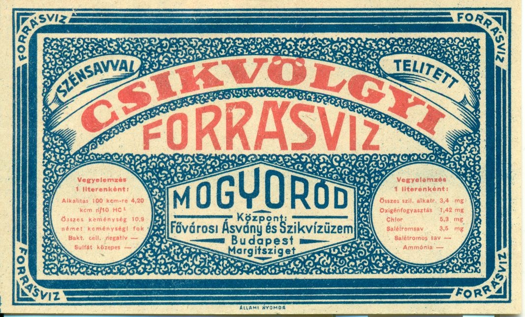 Csikvölgyi Forrásvíz (Magyar Kereskedelmi és Vendéglátóipari Múzeum CC BY-NC-SA)