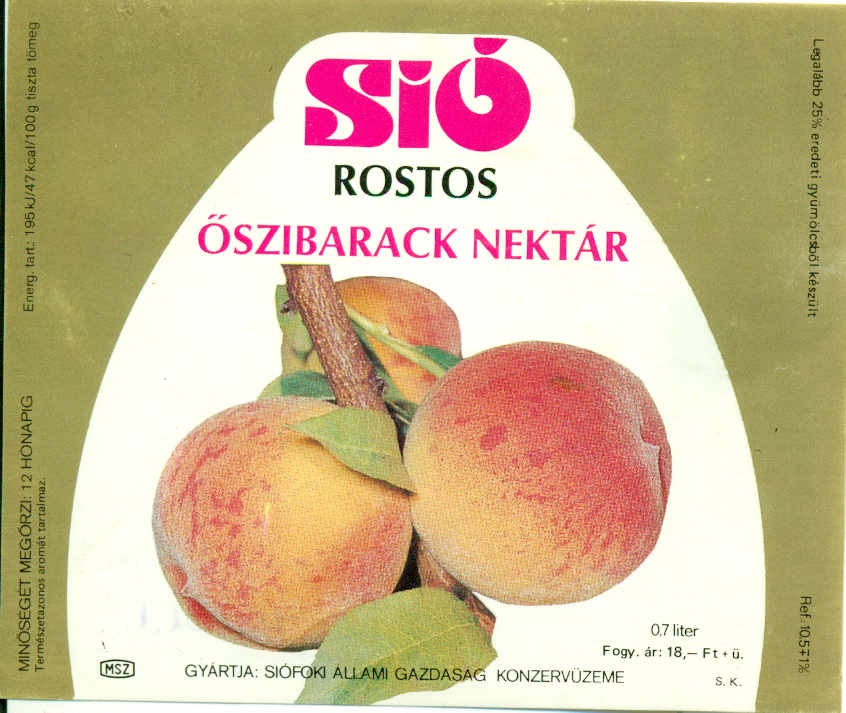 Rostos őszibarack nektár (Magyar Kereskedelmi és Vendéglátóipari Múzeum CC BY-NC-SA)