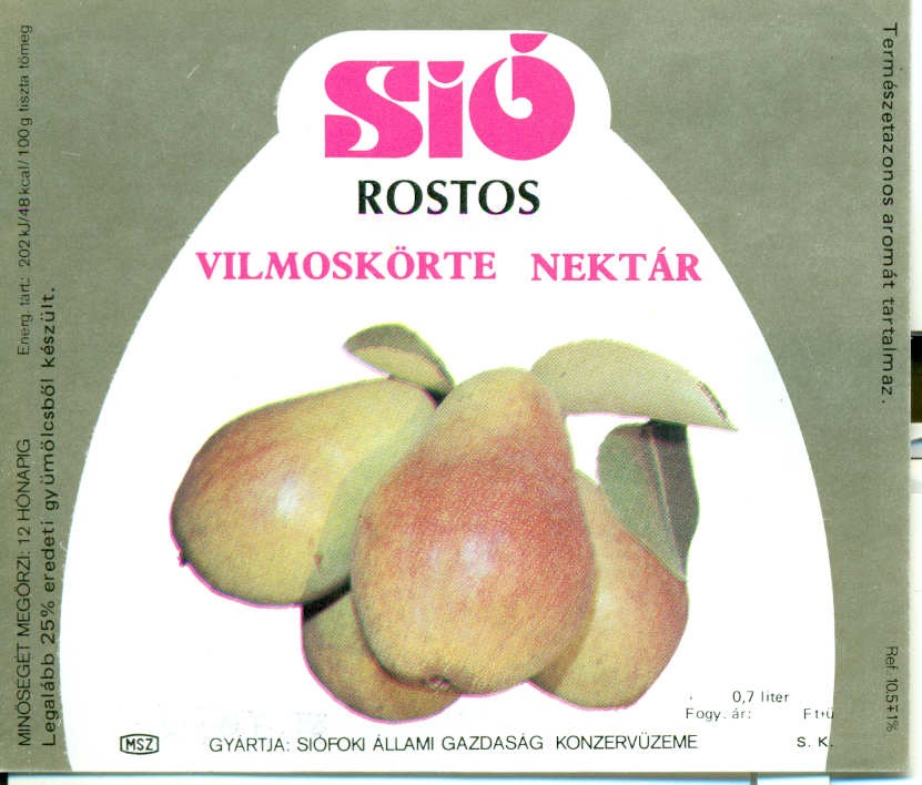 Rostos vilmoskörte nektár (Magyar Kereskedelmi és Vendéglátóipari Múzeum CC BY-NC-SA)