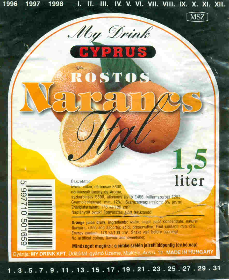 Rostos narancs Ital (Magyar Kereskedelmi és Vendéglátóipari Múzeum CC BY-NC-SA)