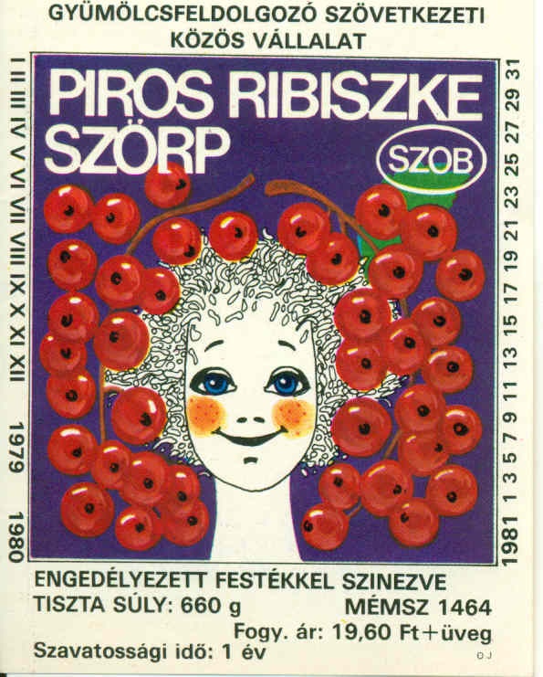 Piros Ribiszke Szörp (Magyar Kereskedelmi és Vendéglátóipari Múzeum CC BY-NC-SA)
