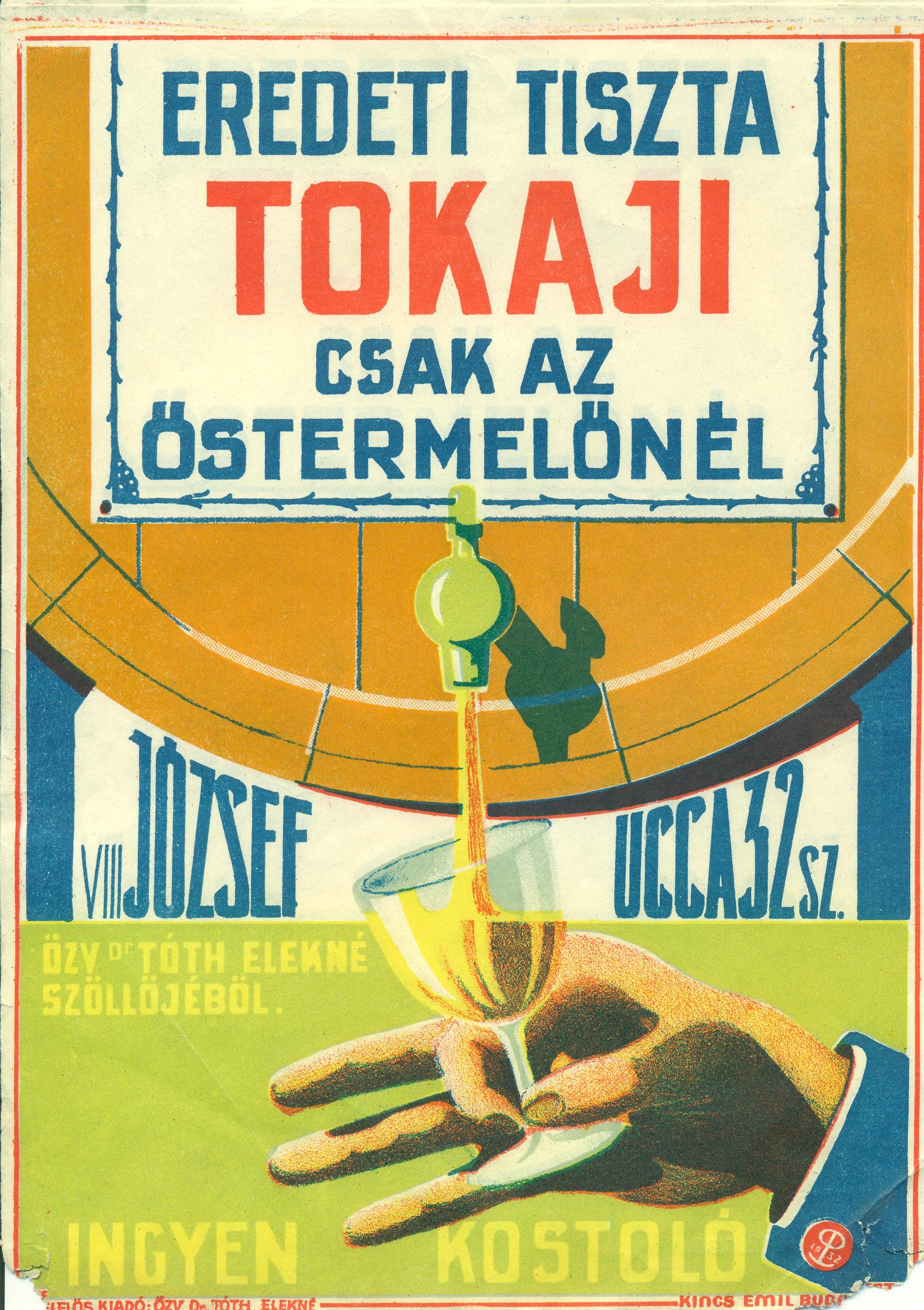 Tokaji bor villamosplakát (Magyar Kereskedelmi és Vendéglátóipari Múzeum CC BY-NC-SA)