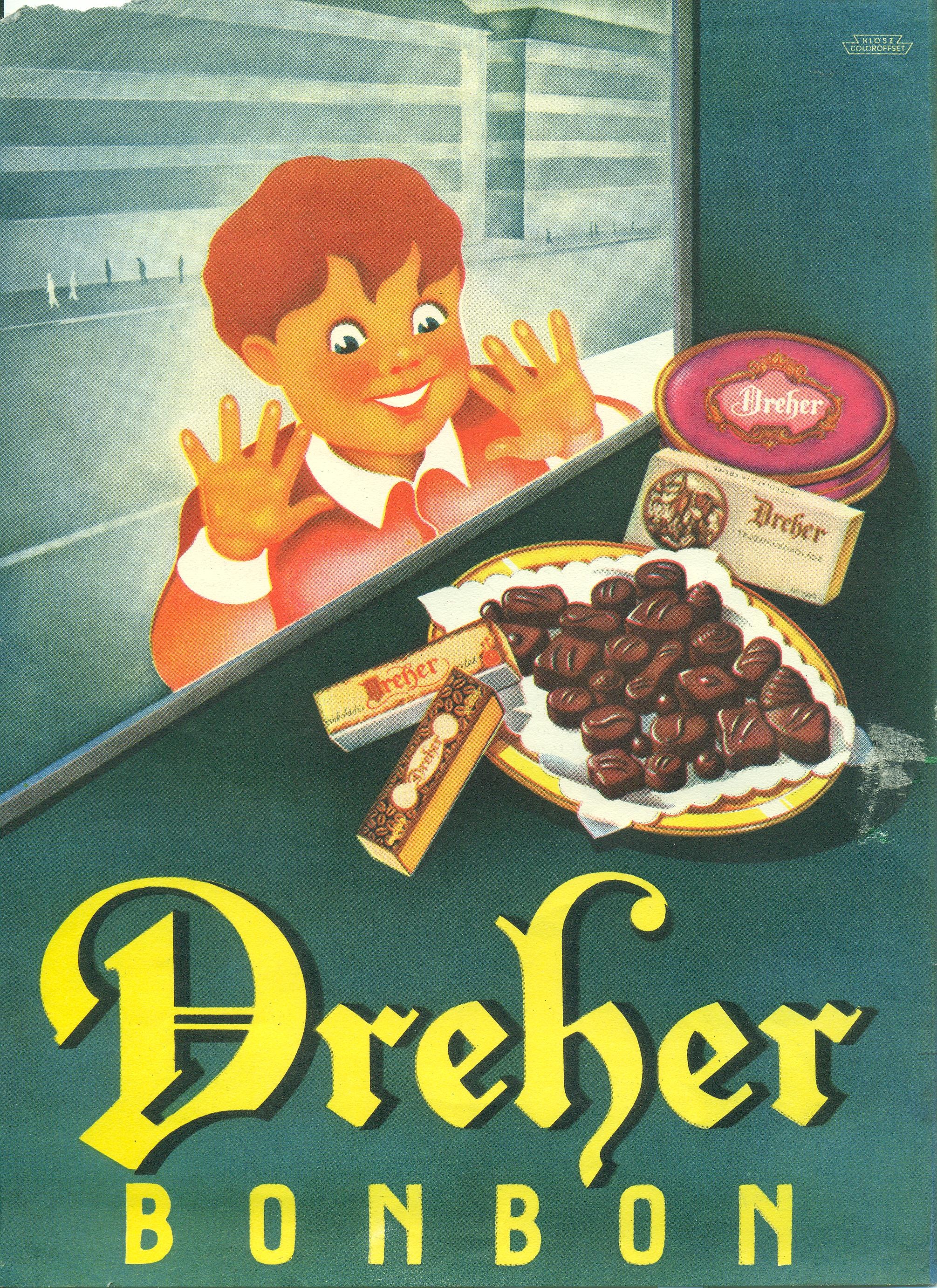 Dreher bonbon villamosplakát (Magyar Kereskedelmi és Vendéglátóipari Múzeum CC BY-NC-SA)