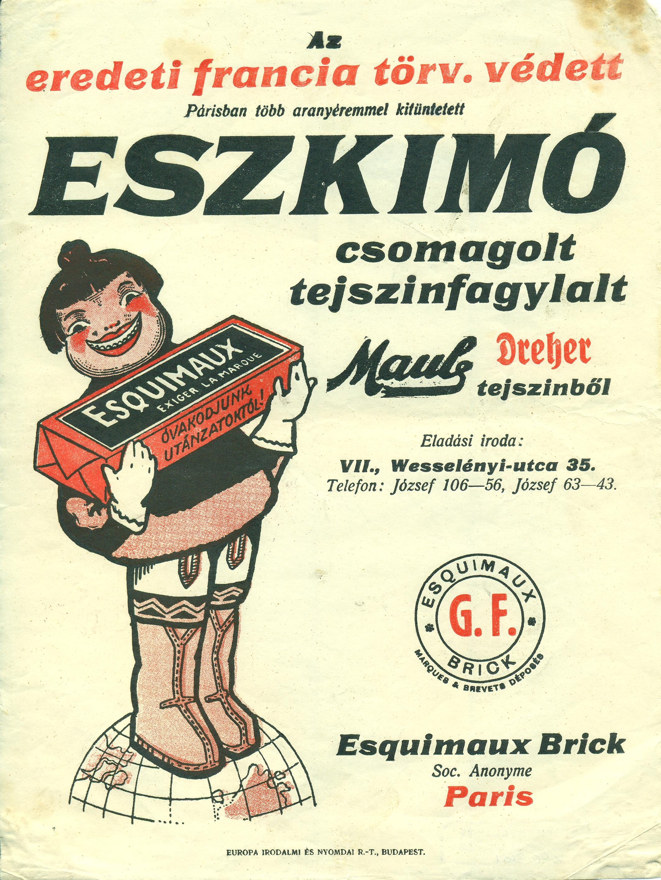 Eszkimó fagylalt villamosplakát (Magyar Kereskedelmi és Vendéglátóipari Múzeum CC BY-NC-SA)
