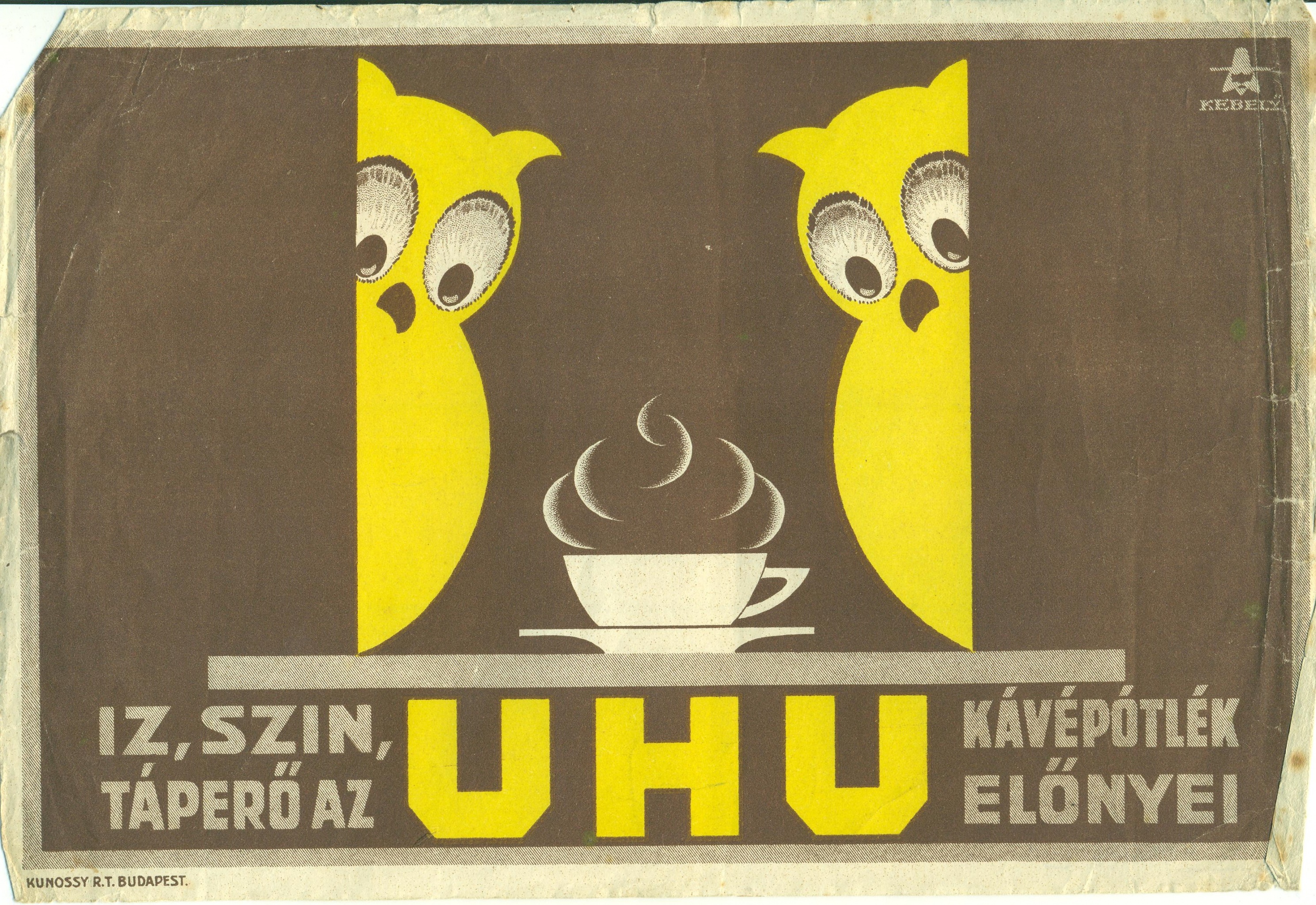 UHU kávépótlék villamosplakát (Magyar Kereskedelmi és Vendéglátóipari Múzeum CC BY-NC-SA)