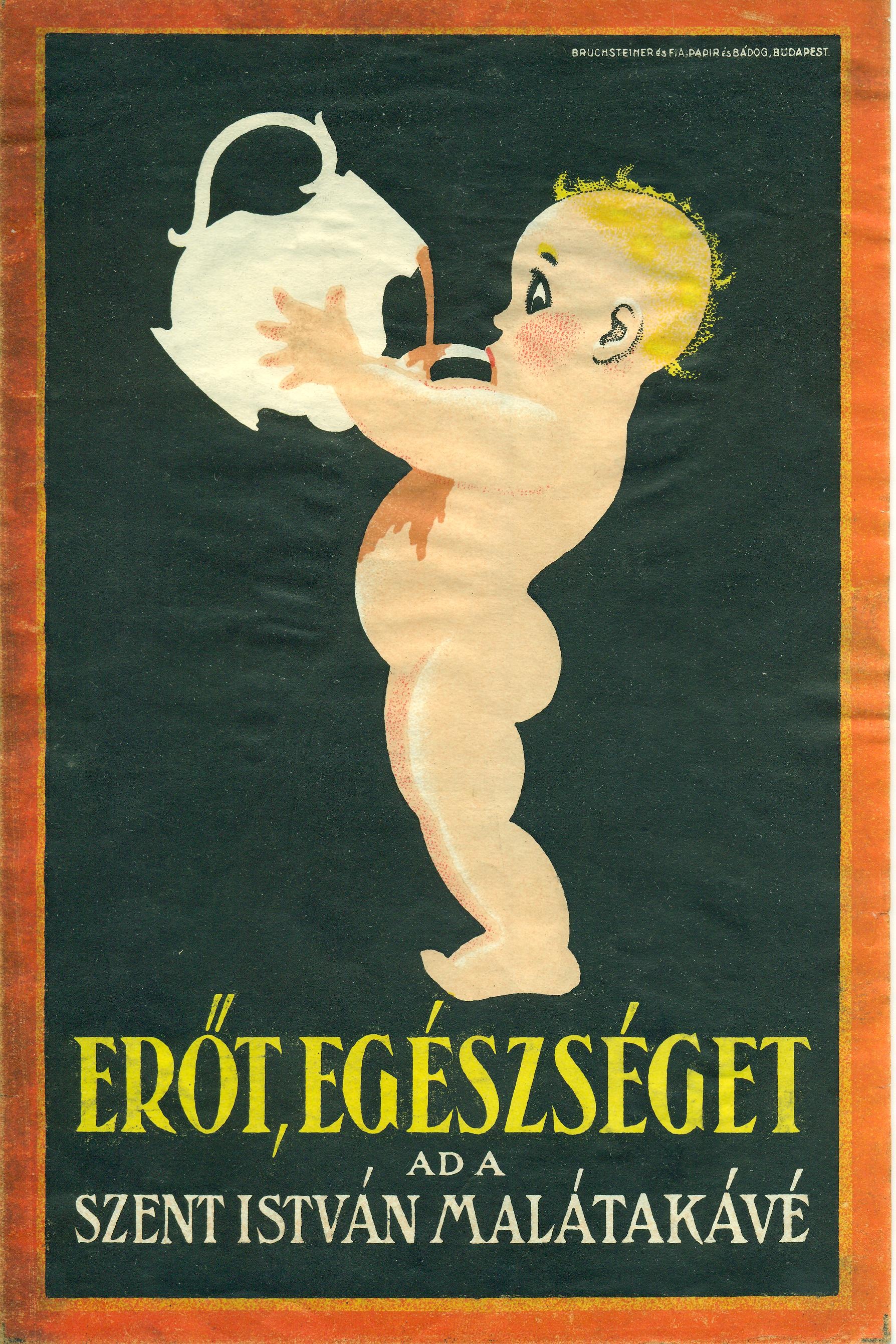 Szent István malátakávé villamosplakát (Magyar Kereskedelmi és Vendéglátóipari Múzeum CC BY-NC-SA)