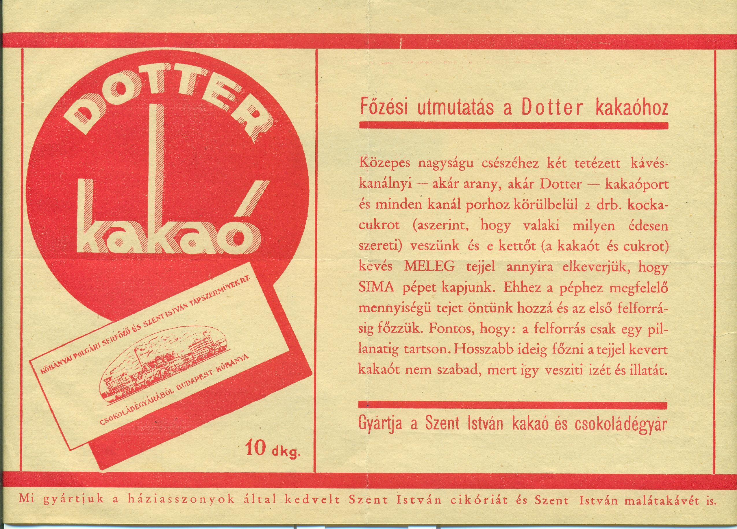 Dotter kakaó (Magyar Kereskedelmi és Vendéglátóipari Múzeum CC BY-NC-SA)