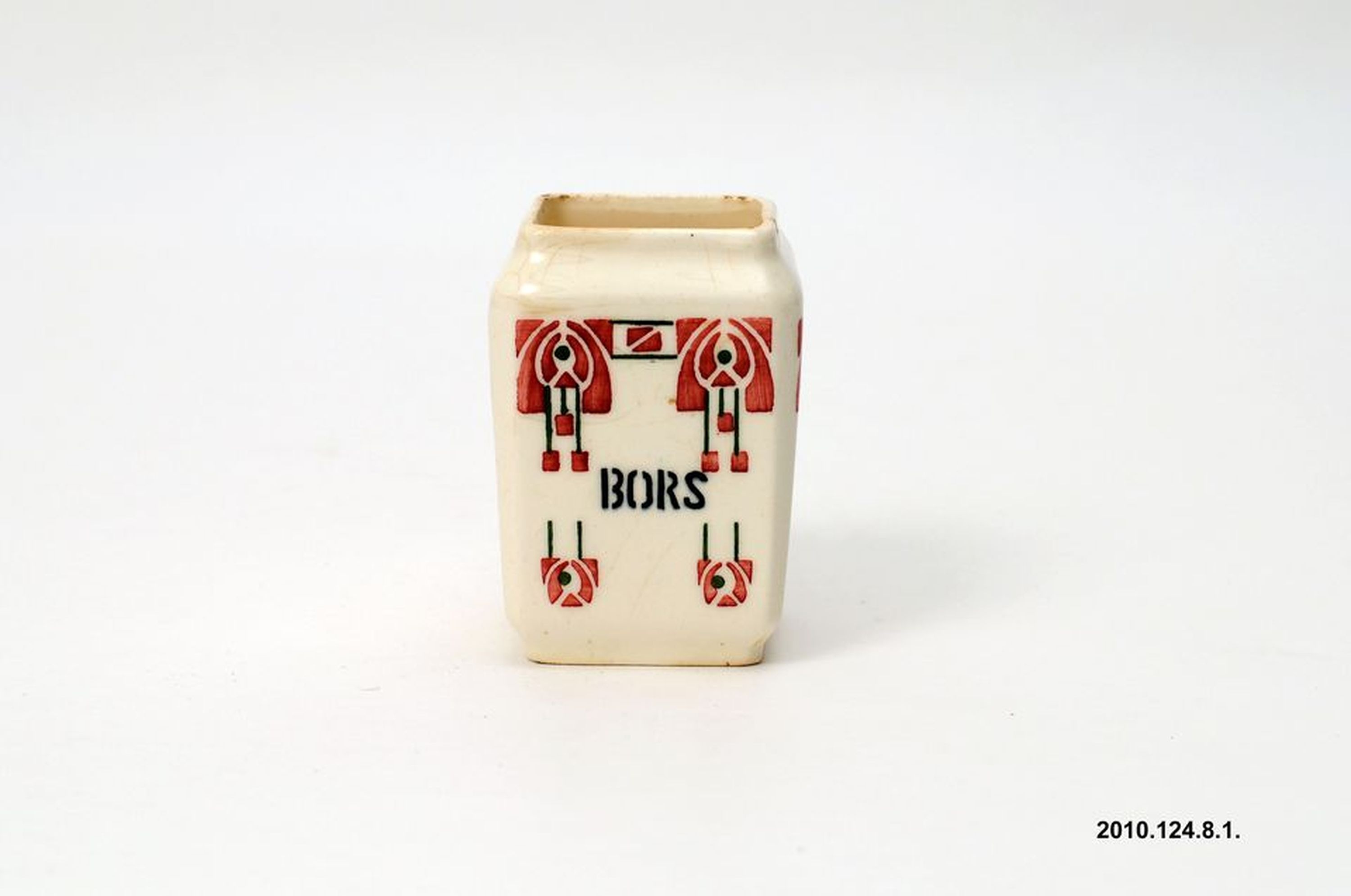 Kerámia fűszertartó "Bors" felirattal (Óbudai Múzeum CC BY-NC-SA)