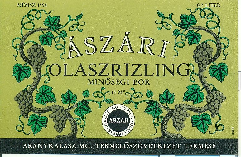 Aszári olaszrizling (Magyar Kereskedelmi és Vendéglátóipari Múzeum CC BY-NC-SA)
