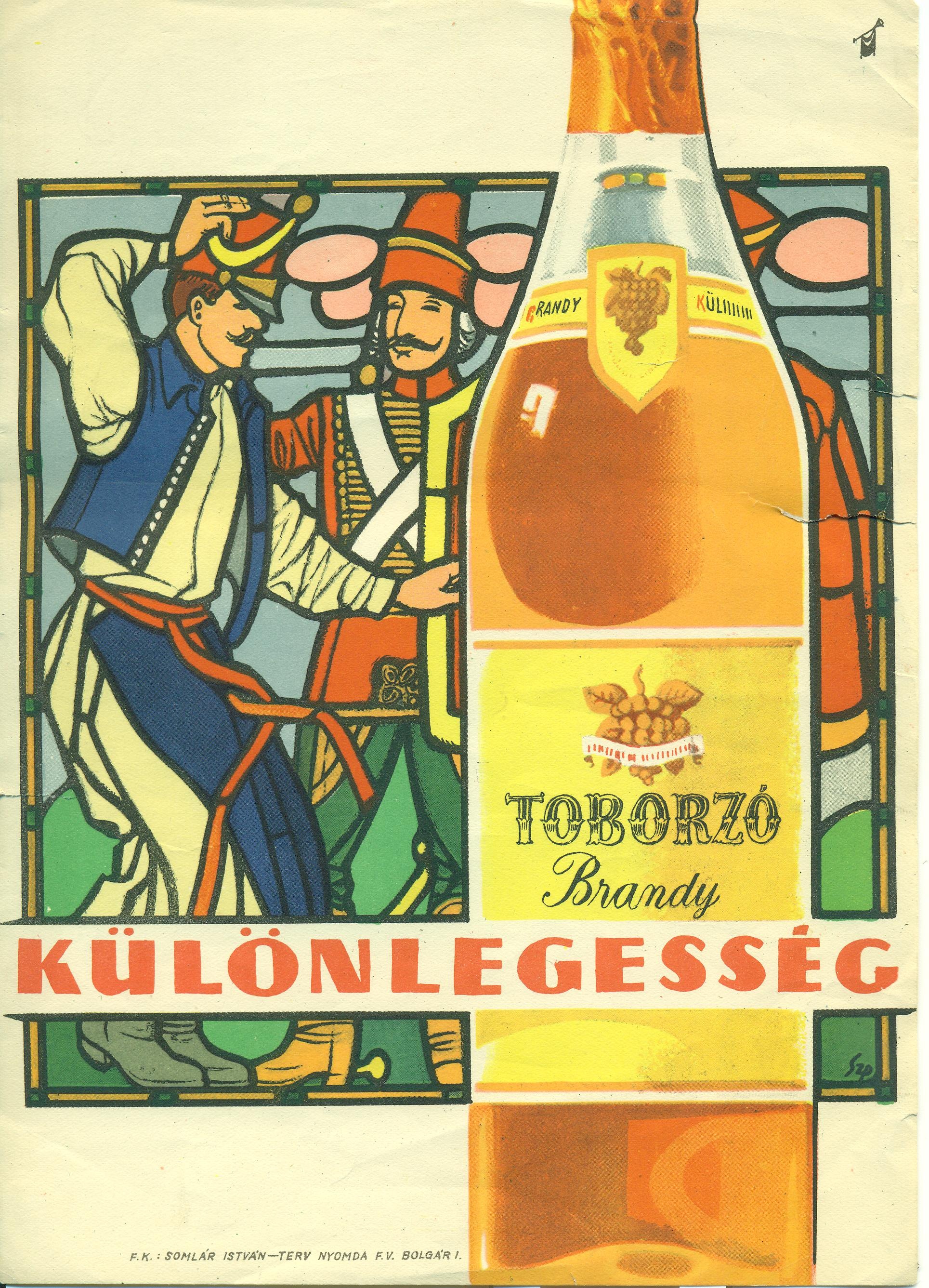 Toborzó Brandy villamosplakát (Magyar Kereskedelmi és Vendéglátóipari Múzeum CC BY-NC-SA)