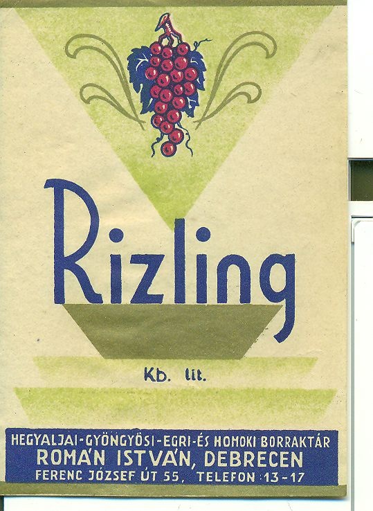 Rizling (Magyar Kereskedelmi és Vendéglátóipari Múzeum CC BY-NC-SA)
