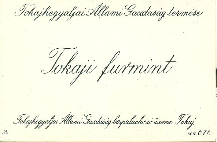 Tokaji furmint (Magyar Kereskedelmi és Vendéglátóipari Múzeum CC BY-NC-SA)