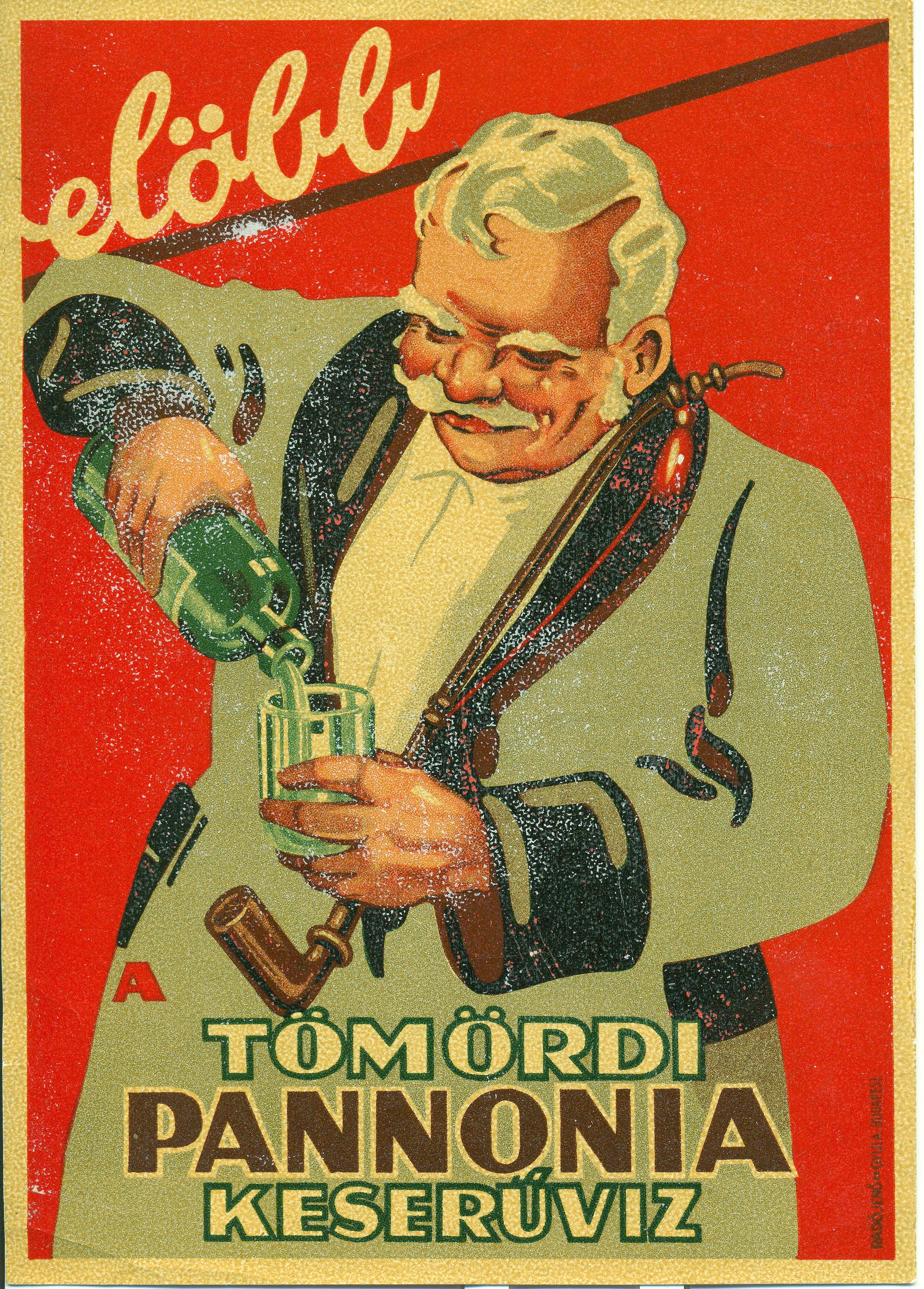Pannonia keserűvíz reklámlap (Magyar Kereskedelmi és Vendéglátóipari Múzeum CC BY-NC-SA)