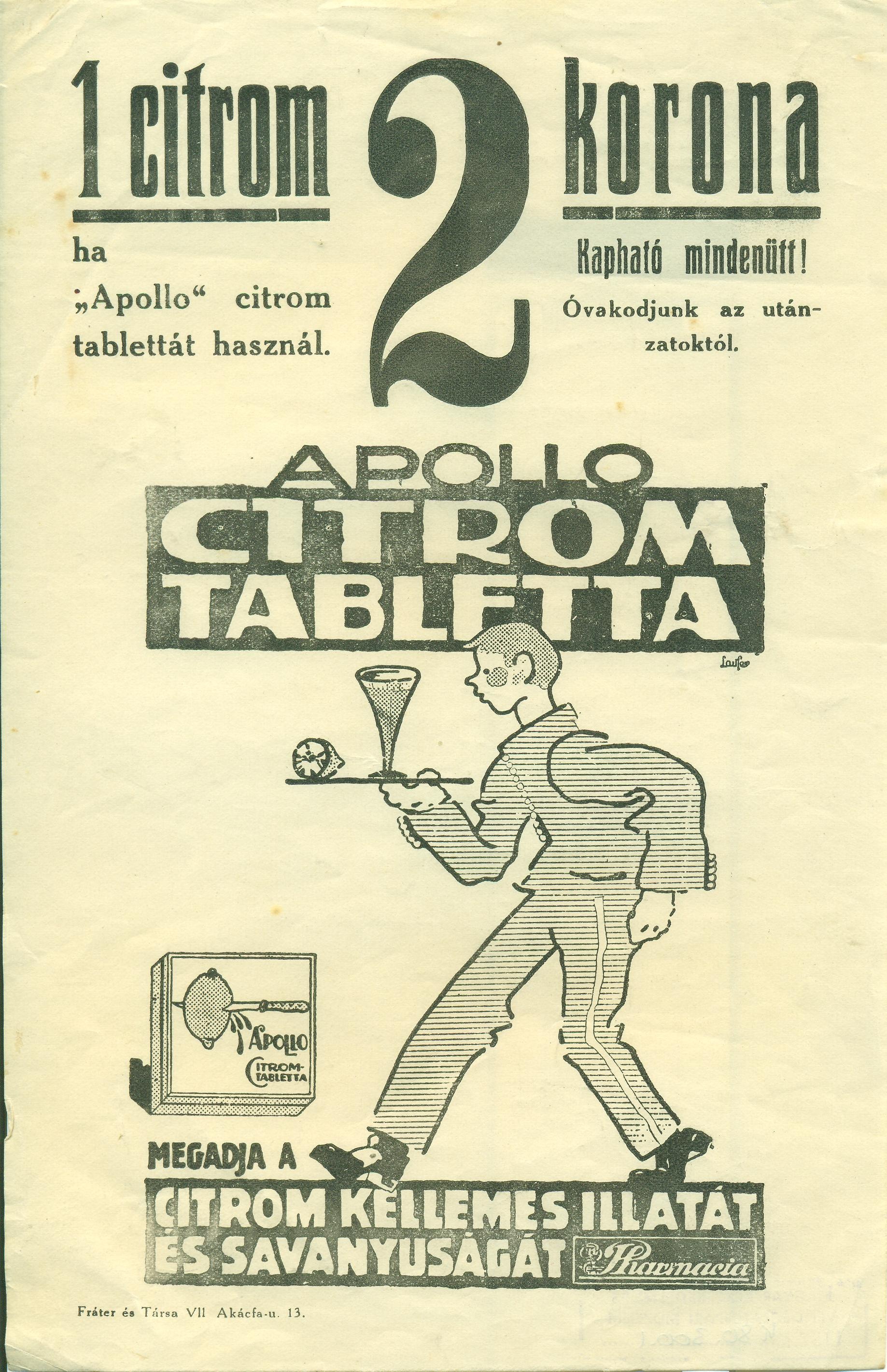 Citrompótló tabletta villamosplakát (Magyar Kereskedelmi és Vendéglátóipari Múzeum CC BY-NC-SA)