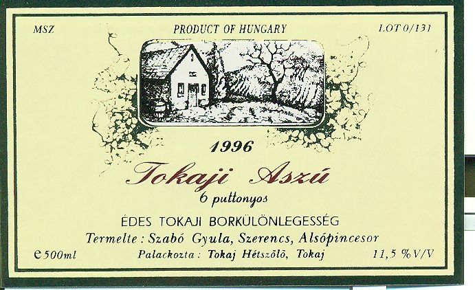 Tokaji aszú (Magyar Kereskedelmi és Vendéglátóipari Múzeum CC BY-NC-SA)