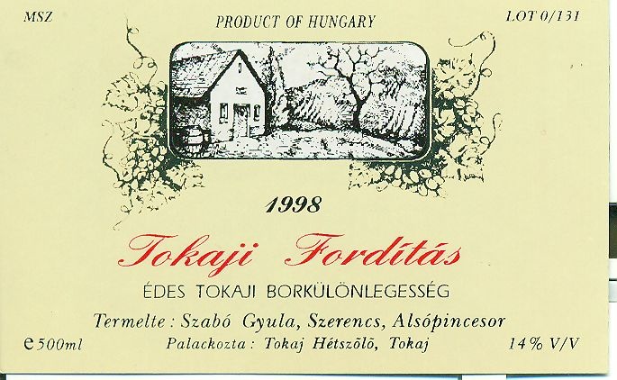 Tokaji fordítás (Magyar Kereskedelmi és Vendéglátóipari Múzeum CC BY-NC-SA)