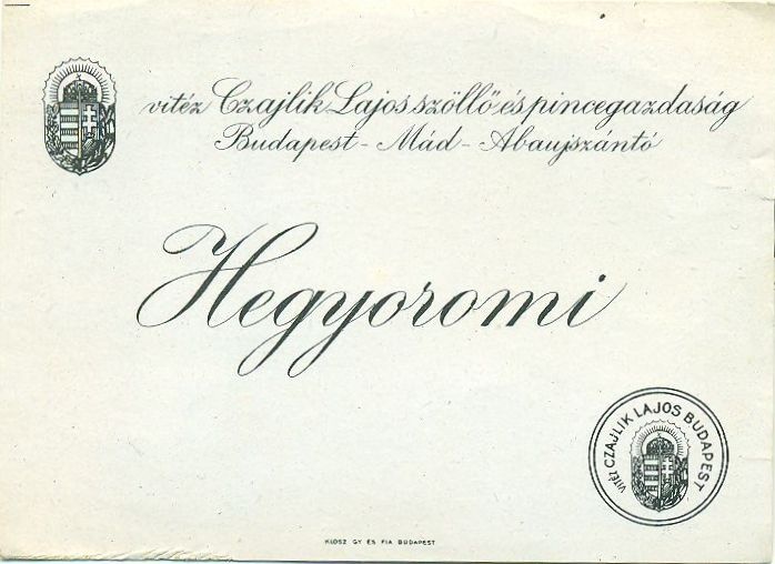 Hegyoromi (Magyar Kereskedelmi és Vendéglátóipari Múzeum CC BY-NC-SA)