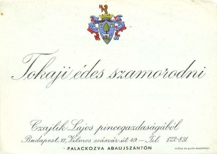 Tokaji édes szamorodni (Magyar Kereskedelmi és Vendéglátóipari Múzeum CC BY-NC-SA)