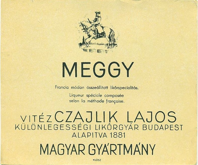 Meggy likőr (Magyar Kereskedelmi és Vendéglátóipari Múzeum CC BY-NC-SA)