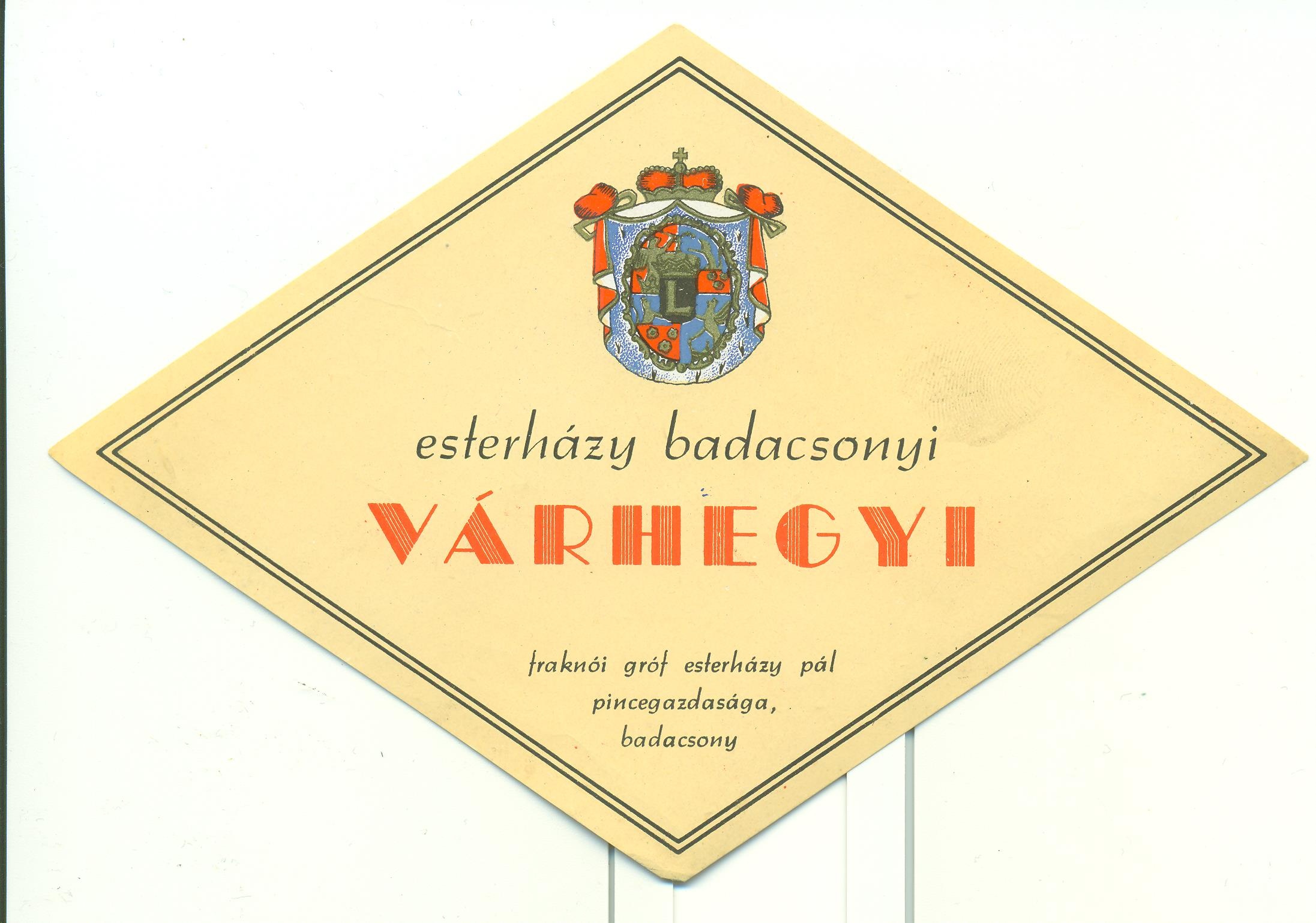 Esterházy badacsonyi Várnahegyi (Magyar Kereskedelmi és Vendéglátóipari Múzeum CC BY-NC-SA)
