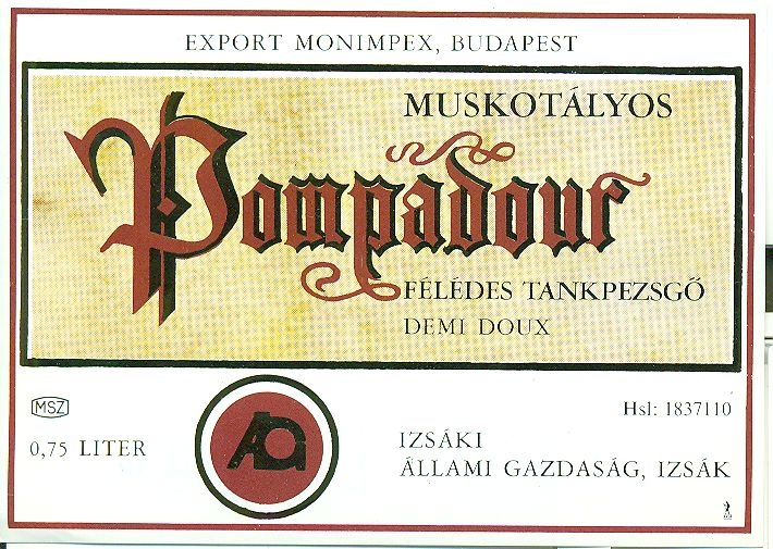 Pompadour félédes tankpezsgő (Magyar Kereskedelmi és Vendéglátóipari Múzeum CC BY-NC-SA)