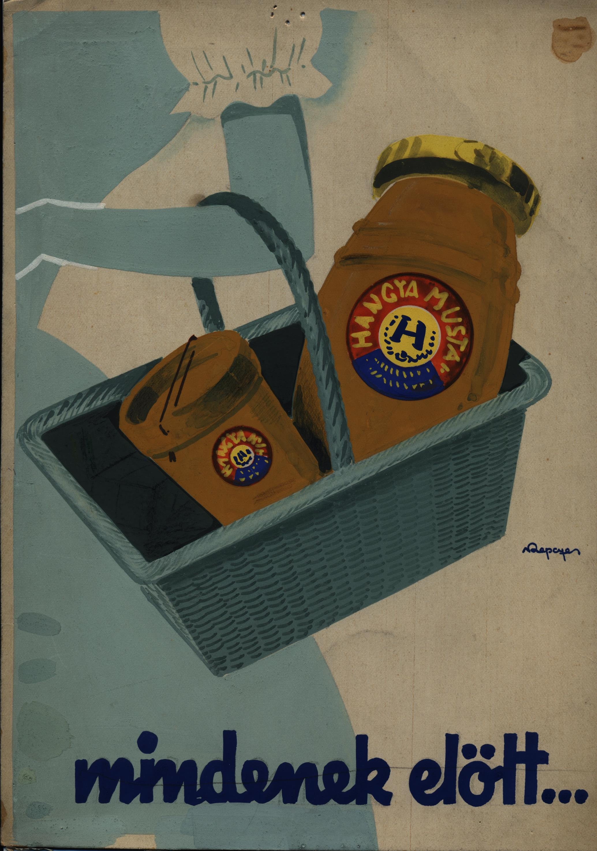 Hangya mustár villamosplakátjának terve (Magyar Kereskedelmi és Vendéglátóipari Múzeum CC BY-NC-SA)