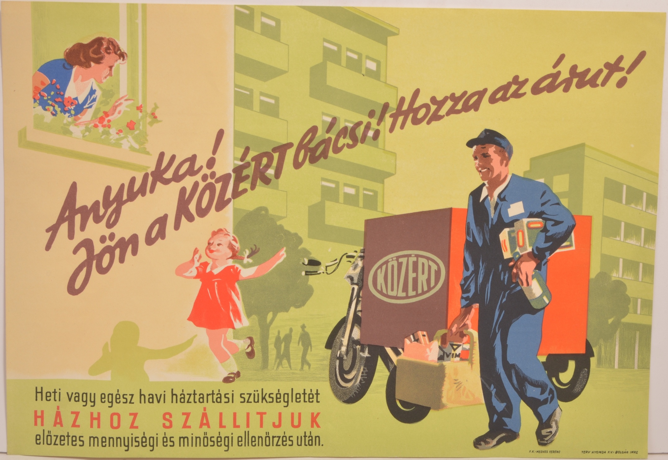 KÖZÉRT villamosplakát (Magyar Kereskedelmi és Vendéglátóipari Múzeum CC BY-NC-SA)