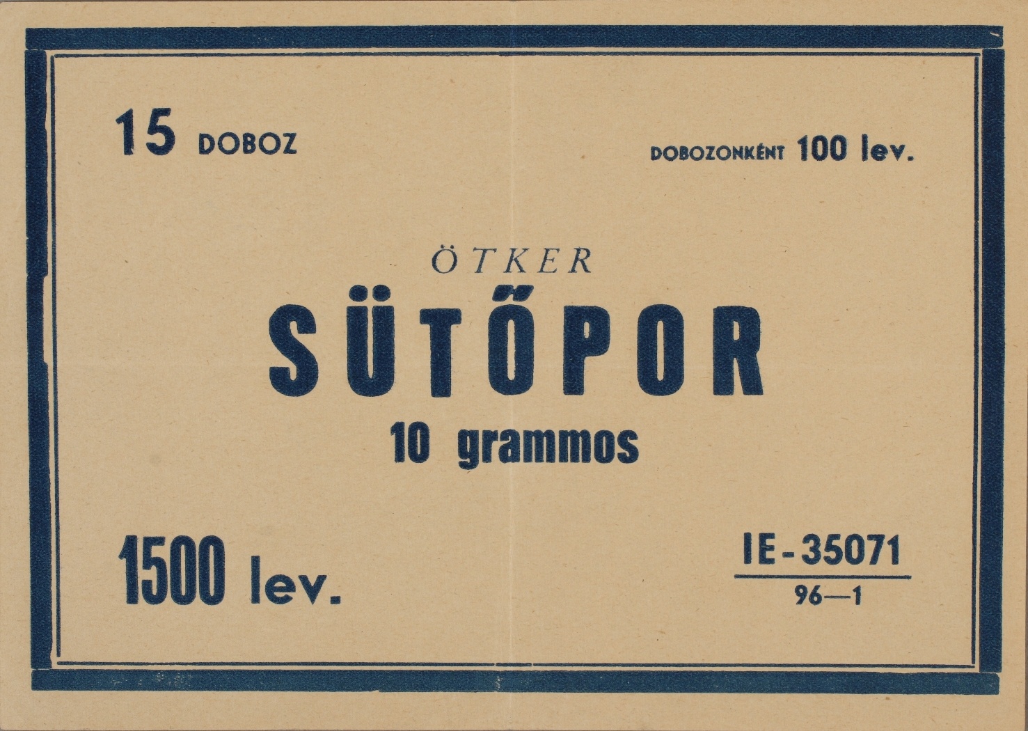 Dr. Oetker sütőpor címke (Magyar Kereskedelmi és Vendéglátóipari Múzeum CC BY-NC-SA)