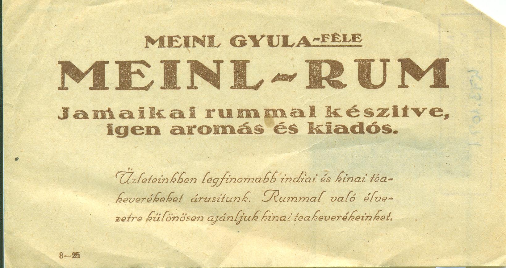 Meinl Rum (Magyar Kereskedelmi és Vendéglátóipari Múzeum CC BY-NC-SA)