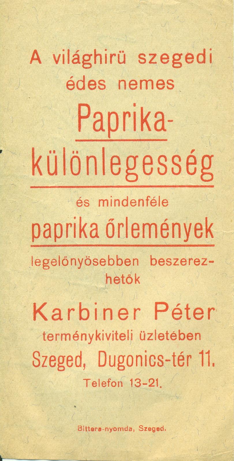 Karbiner Péter (Magyar Kereskedelmi és Vendéglátóipari Múzeum CC BY-NC-SA)