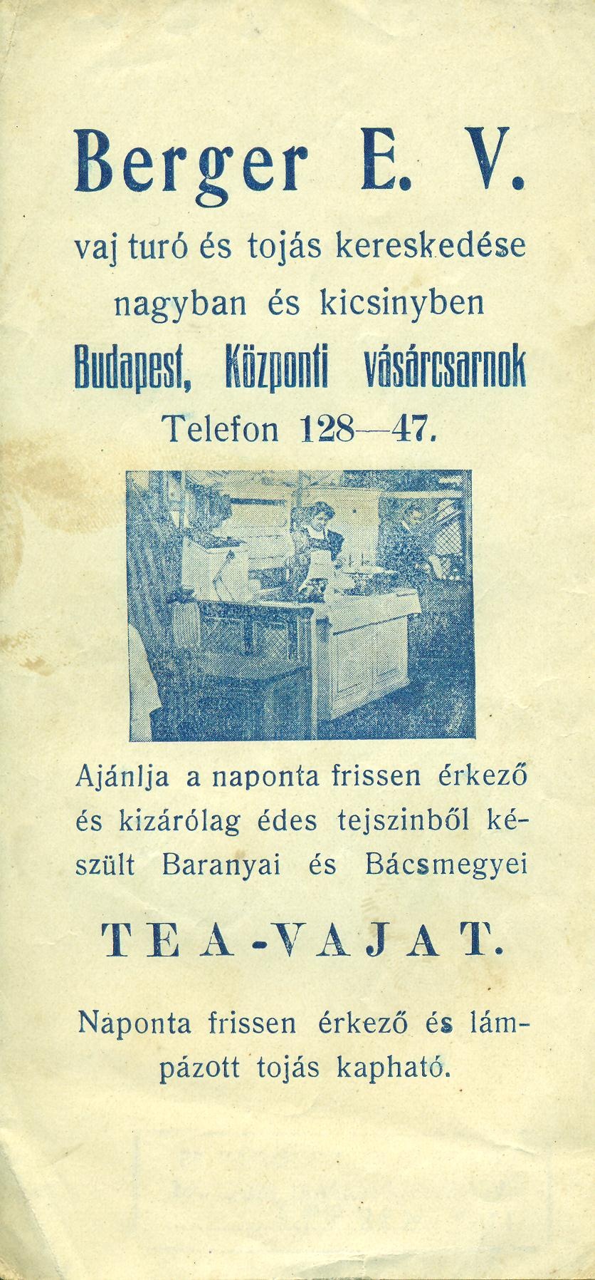 Berger E. V. (Magyar Kereskedelmi és Vendéglátóipari Múzeum CC BY-NC-SA)