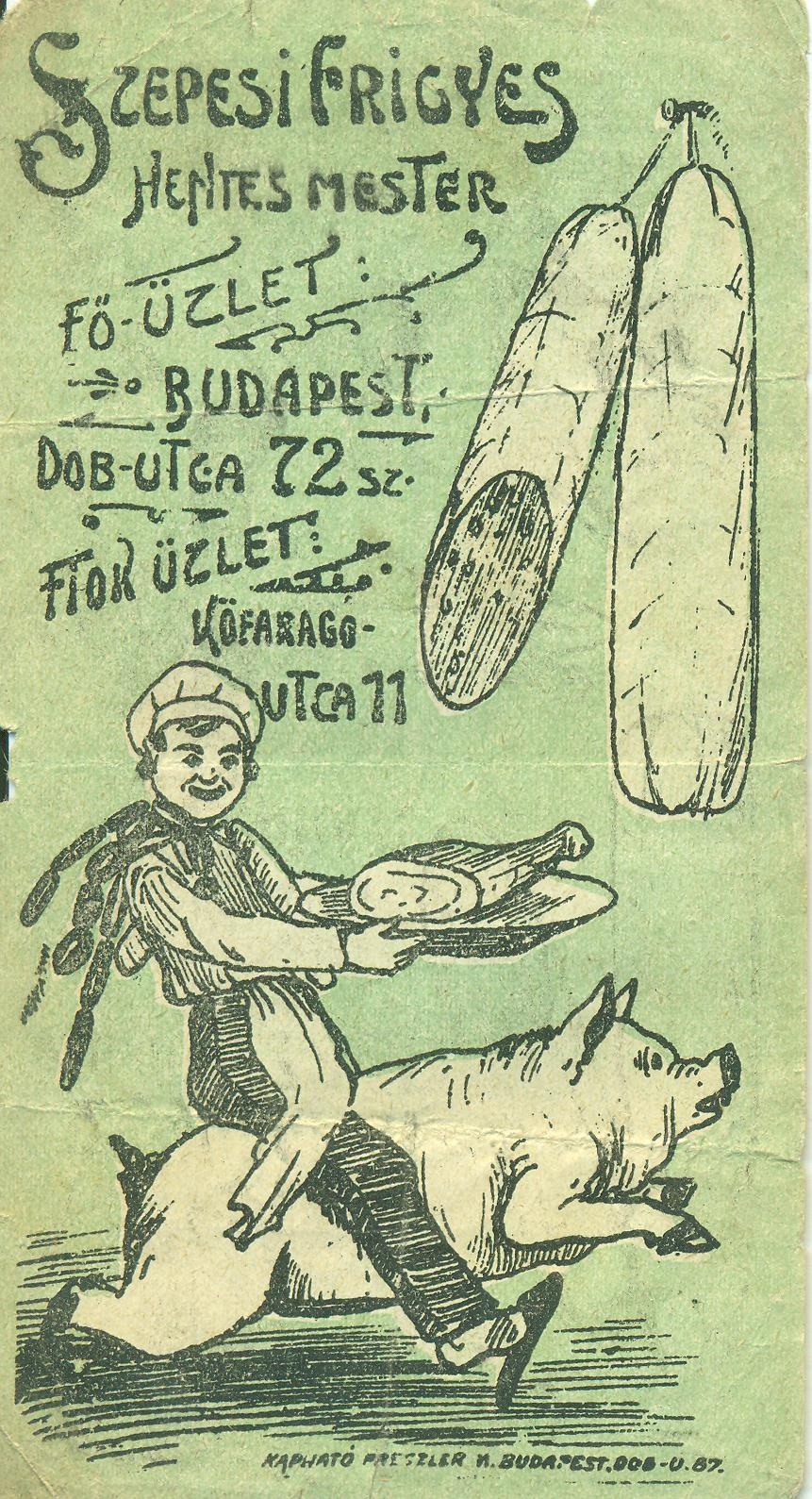Szepesi Frigyes hentes mester (Magyar Kereskedelmi és Vendéglátóipari Múzeum CC BY-NC-SA)