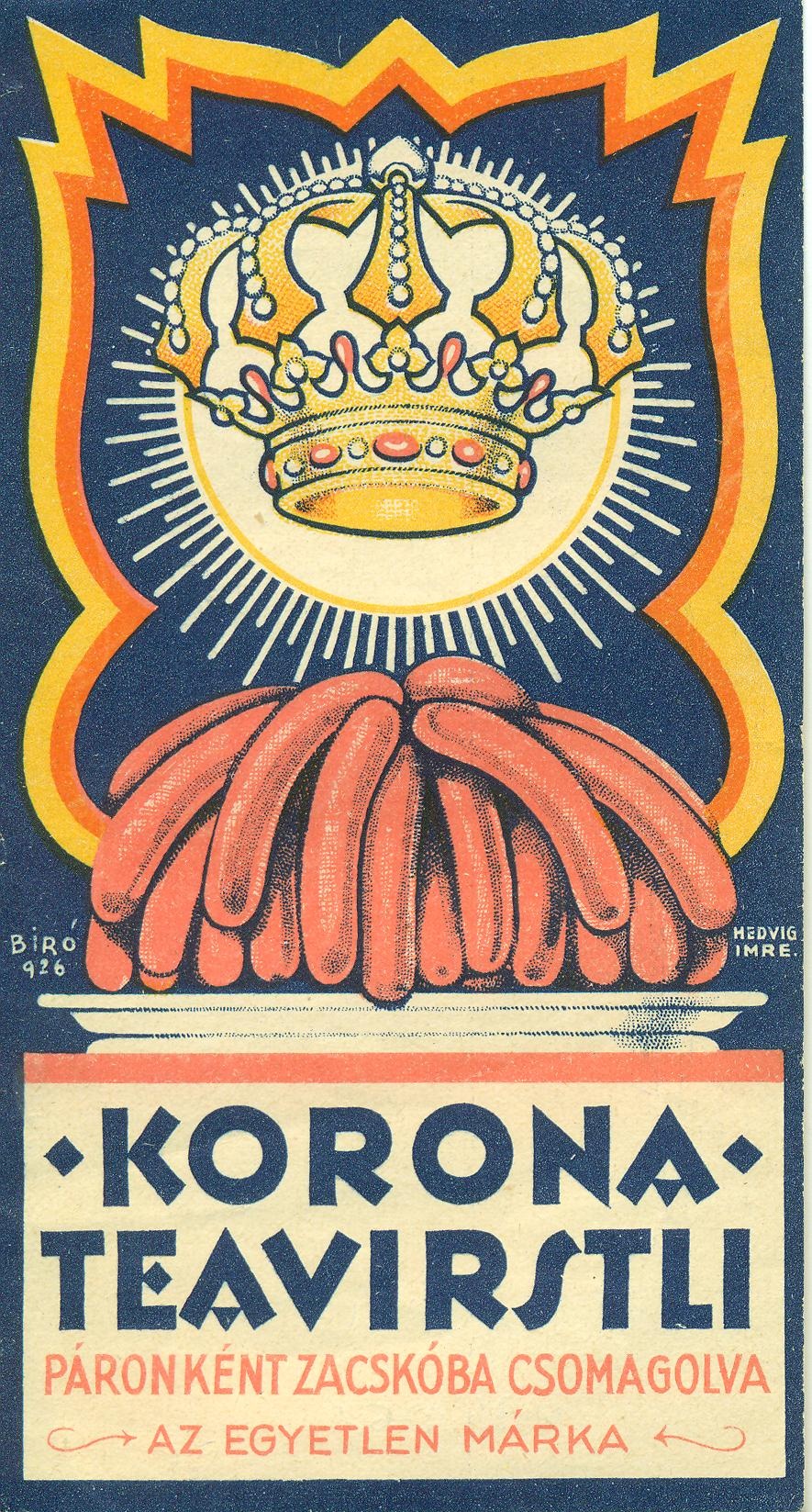 Korona teavirstli (Magyar Kereskedelmi és Vendéglátóipari Múzeum CC BY-NC-SA)
