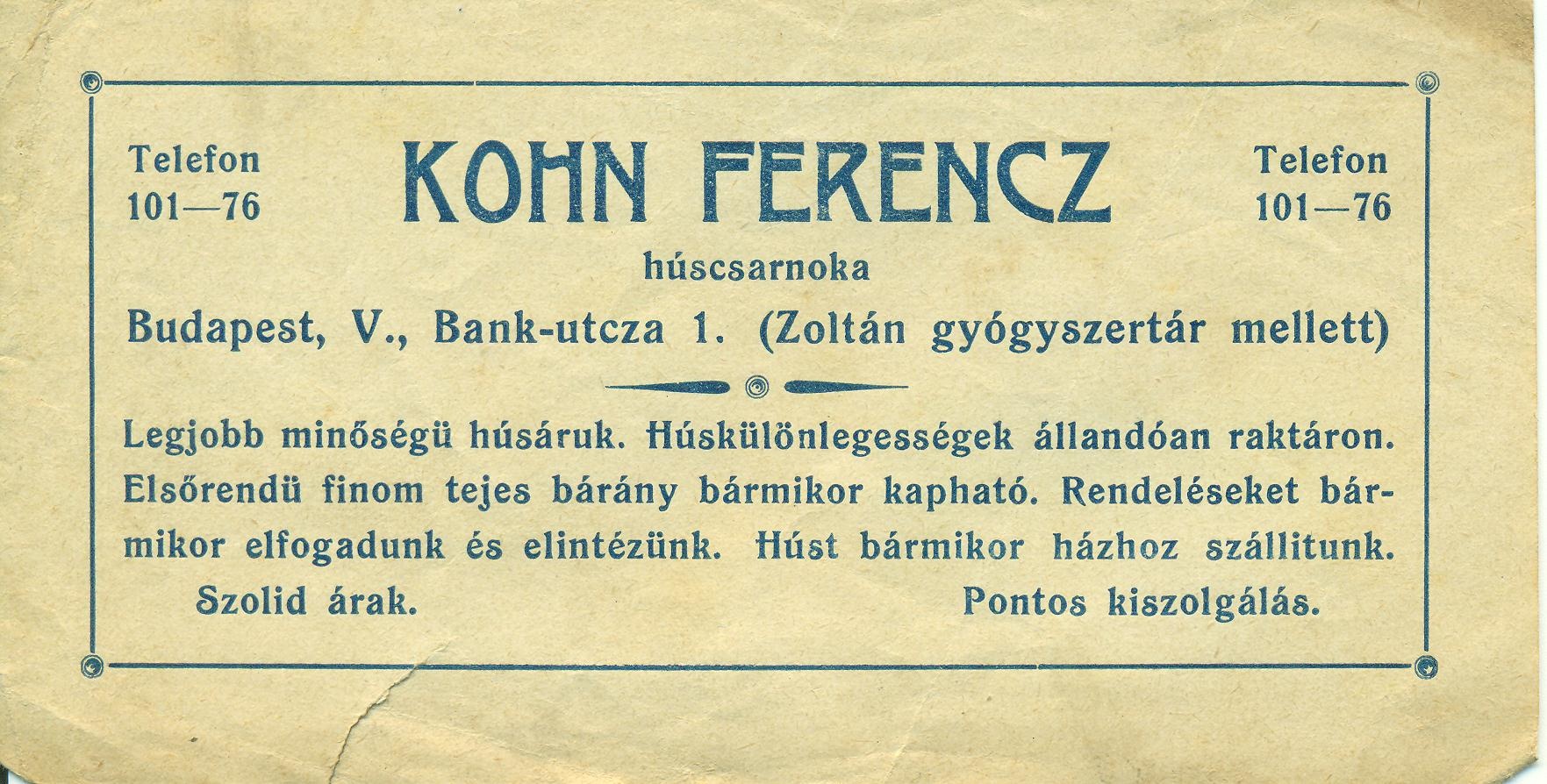Kohn Ferencz húscsarnok (Magyar Kereskedelmi és Vendéglátóipari Múzeum CC BY-NC-SA)