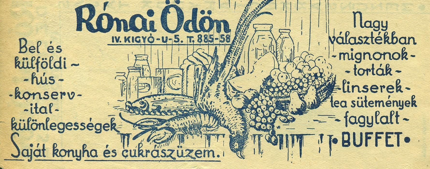 Rónai Ödön Delicatesse (Magyar Kereskedelmi és Vendéglátóipari Múzeum CC BY-NC-SA)