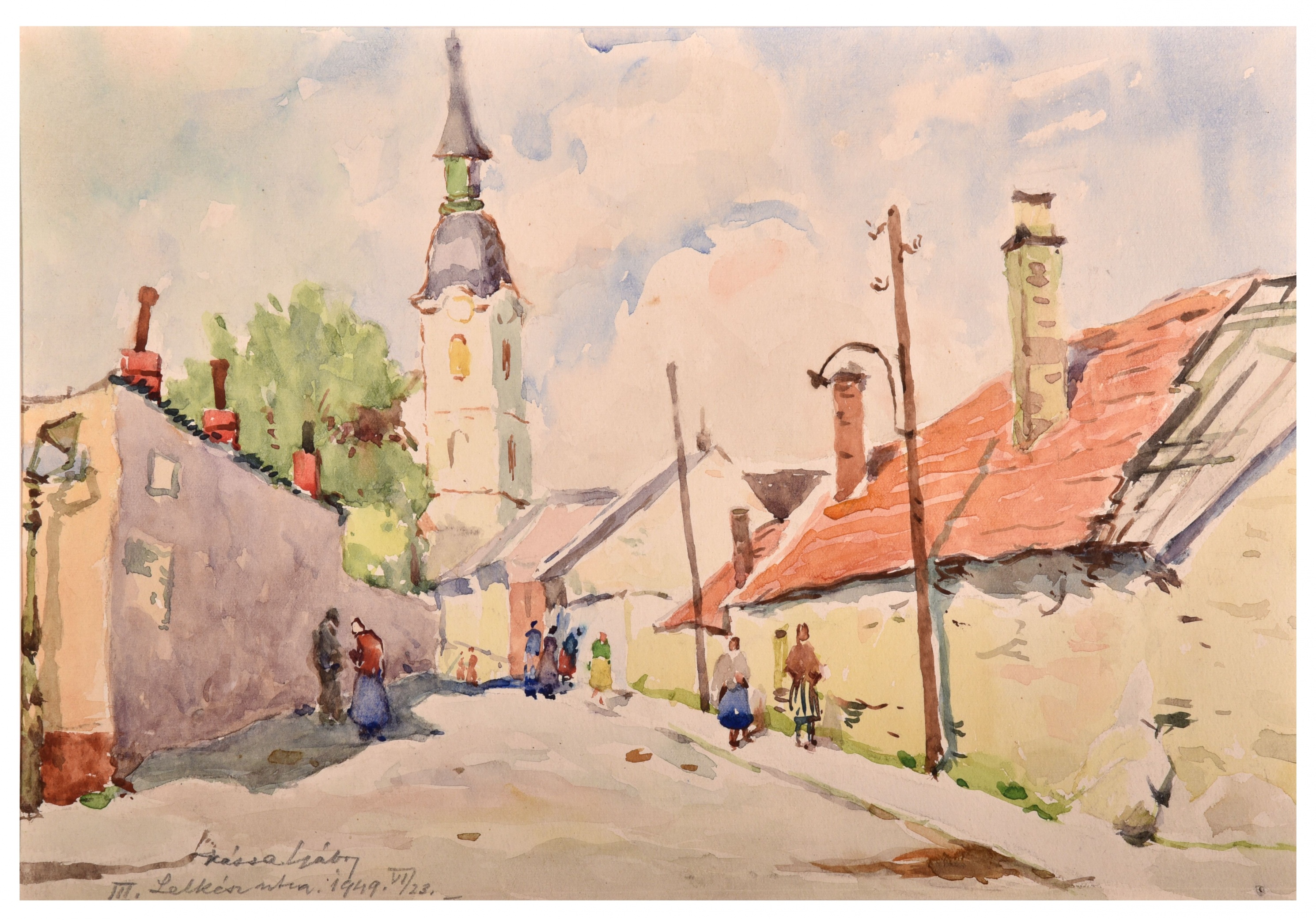 A Lelkész utcáról készített festmény (Óbudai Múzeum CC BY-NC-SA)