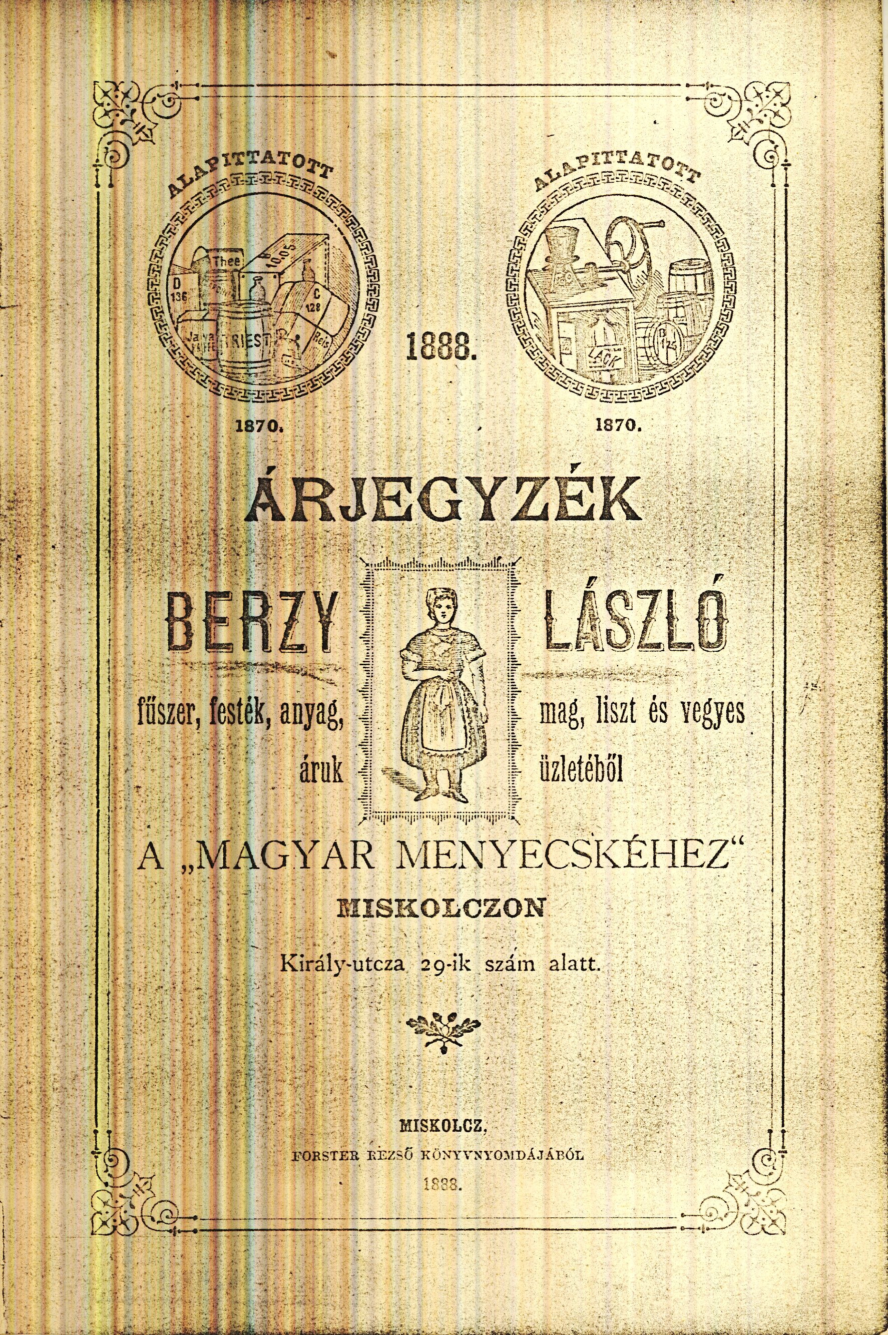 Berzy László árjegyzék (Magyar Kereskedelmi és Vendéglátóipari Múzeum CC BY-NC-SA)