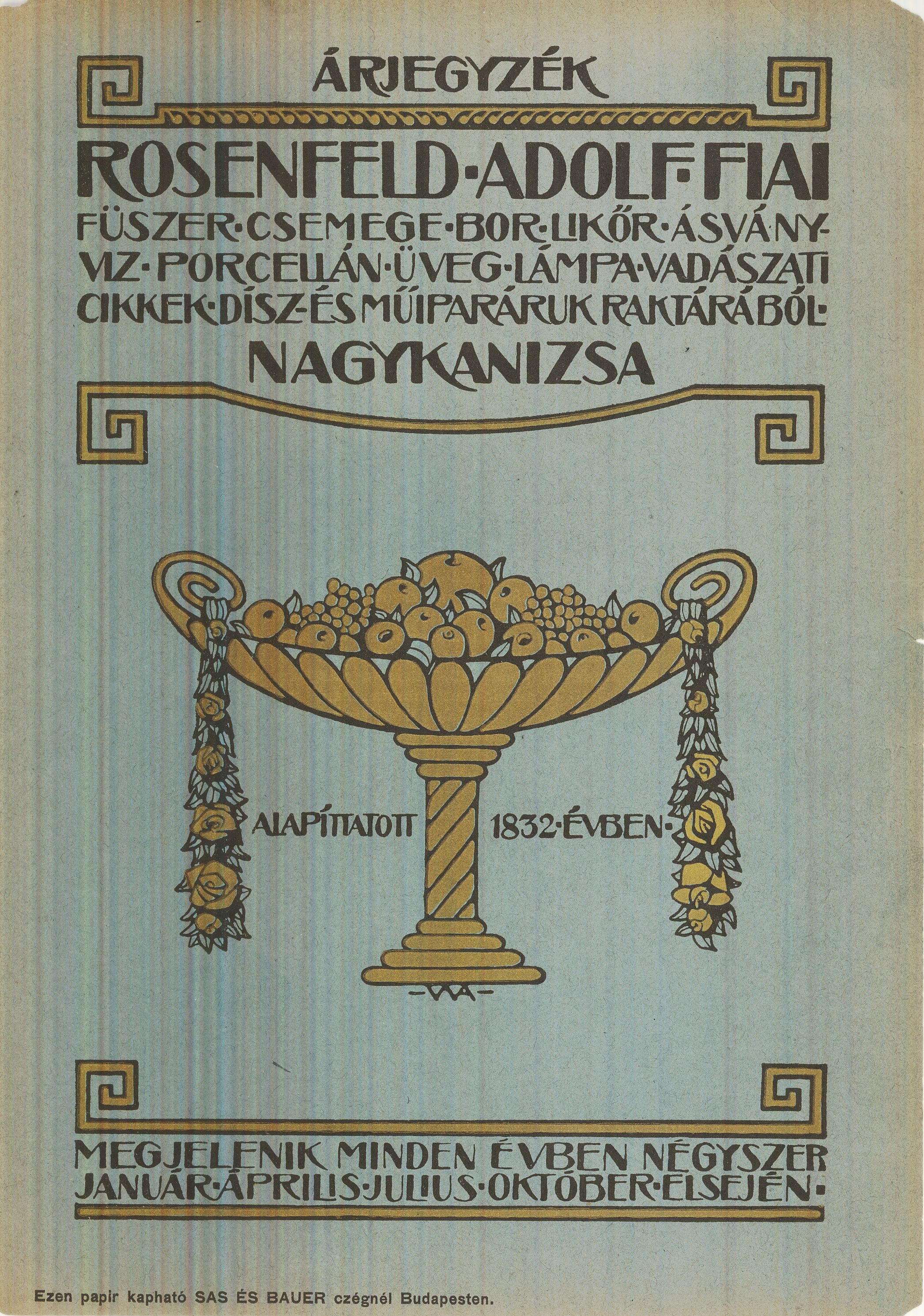 Rosenfeld Adolf fiai árjegyzék (Magyar Kereskedelmi és Vendéglátóipari Múzeum CC BY-NC-SA)