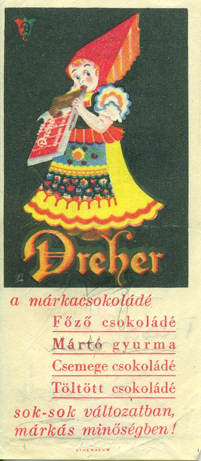 Dreher csokoládé (Magyar Kereskedelmi és Vendéglátóipari Múzeum CC BY-NC-SA)