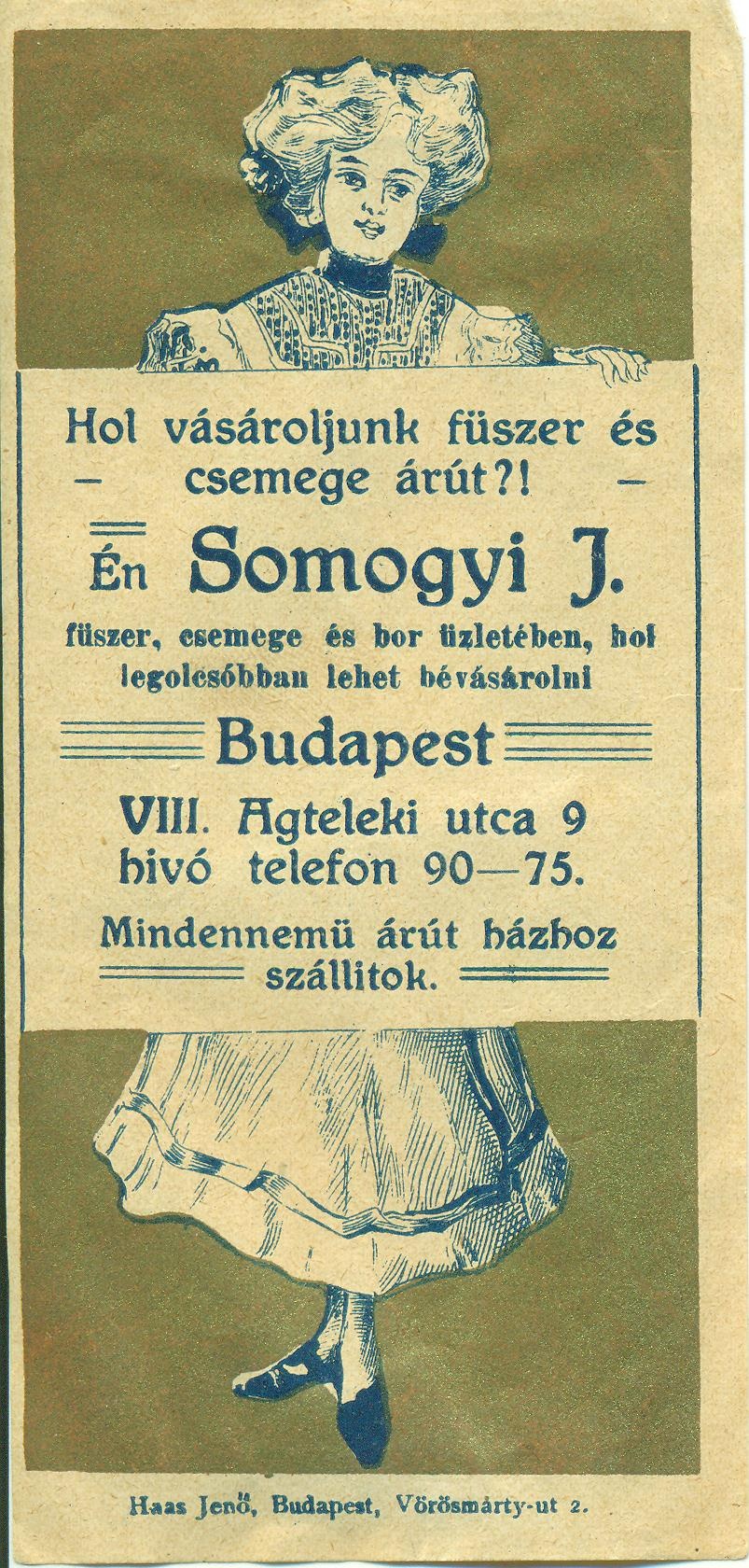 Somogyi J. vegyeskereskedése (Magyar Kereskedelmi és Vendéglátóipari Múzeum CC BY-NC-SA)