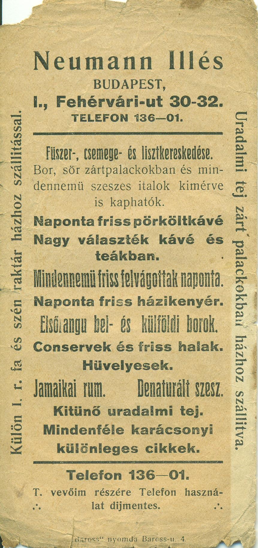 Neumann Illés vegyeskereskedése (Magyar Kereskedelmi és Vendéglátóipari Múzeum CC BY-NC-SA)