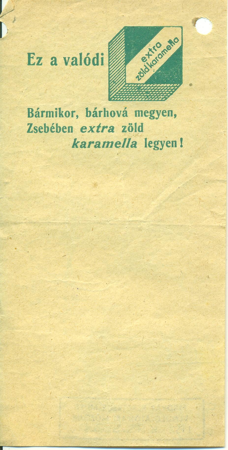 Extra zöldkaramella (Magyar Kereskedelmi és Vendéglátóipari Múzeum CC BY-NC-SA)