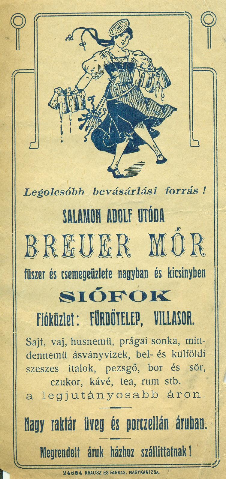 Breuer Mór fűszer- és csemege- kis és nagykereskedés (Magyar Kereskedelmi és Vendéglátóipari Múzeum CC BY-NC-SA)