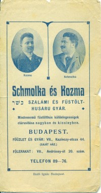Schmolka és Kozma Szalámi és Füstölthusáru Gyár