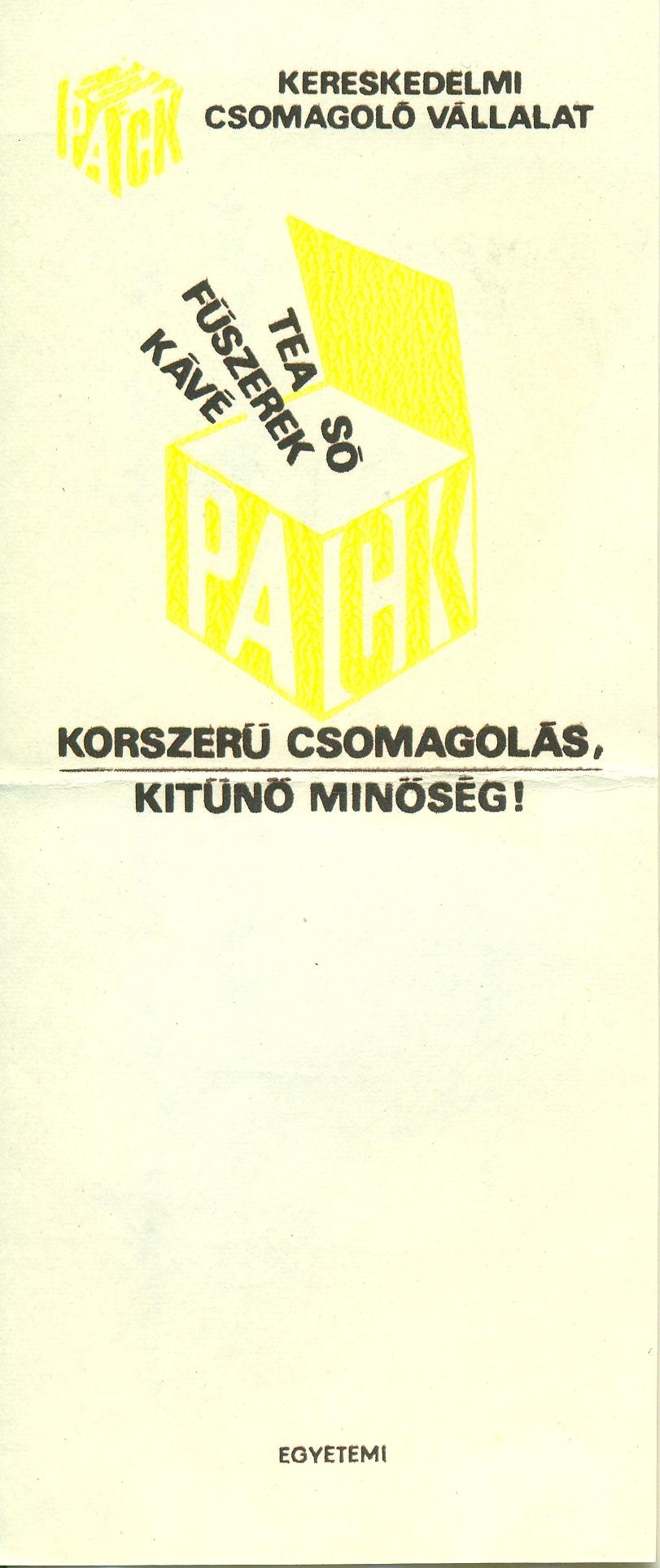 Pack Kereskedelmi Csomagoló Vállalat (Magyar Kereskedelmi és Vendéglátóipari Múzeum CC BY-NC-SA)