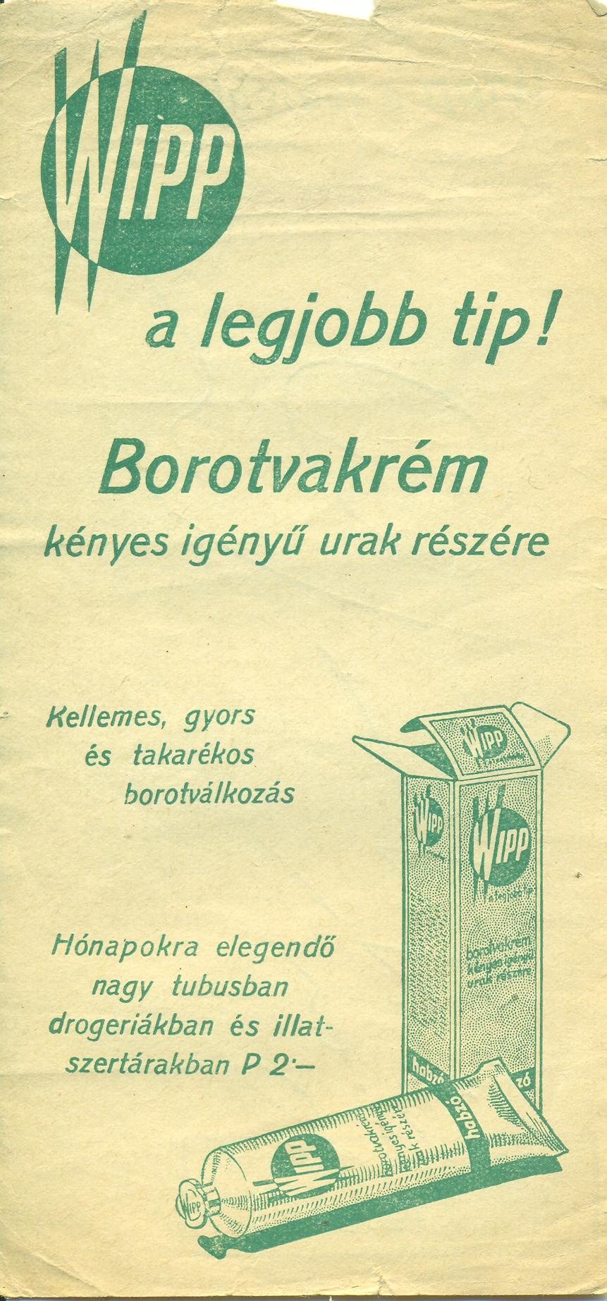 Wipp borotválókrém (Magyar Kereskedelmi és Vendéglátóipari Múzeum CC BY-NC-SA)