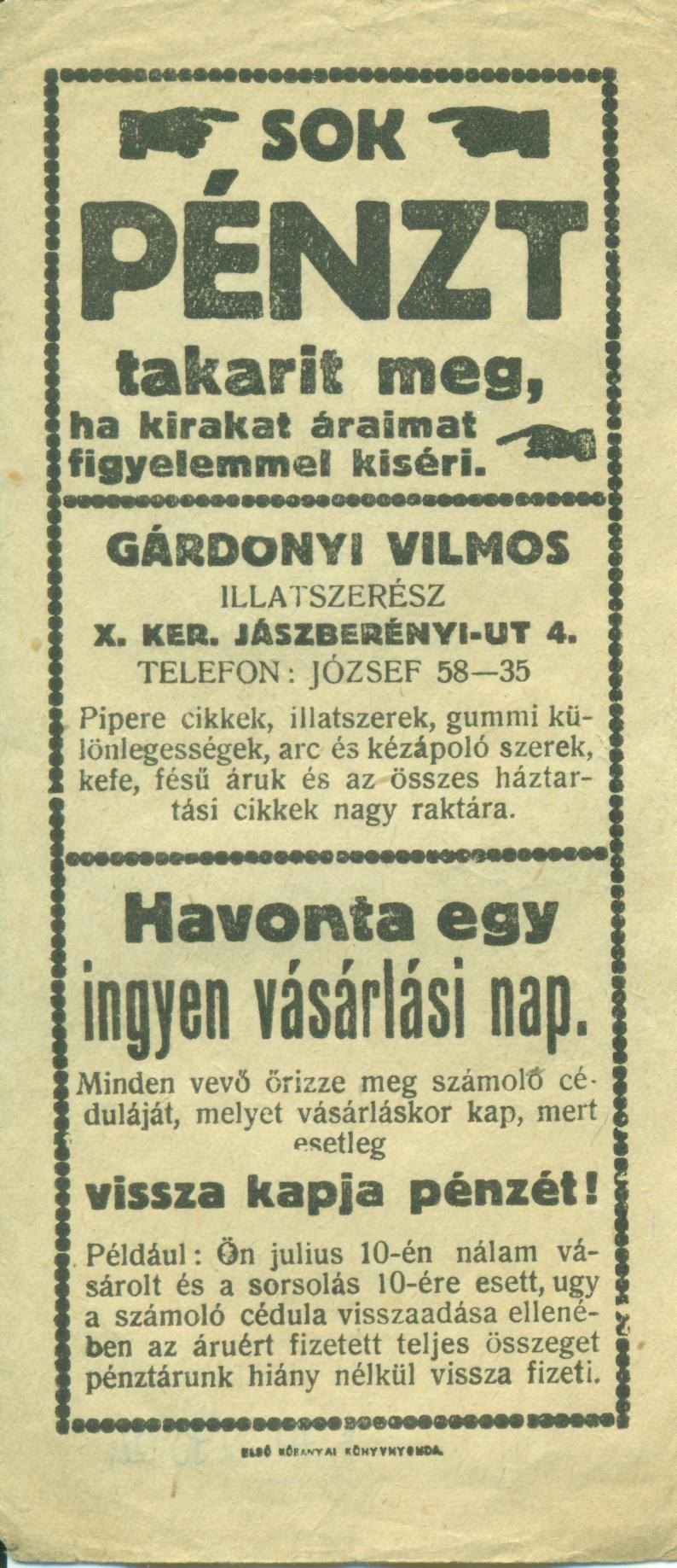 Gárdonyi Vilmos illatszerész (Magyar Kereskedelmi és Vendéglátóipari Múzeum CC BY-NC-SA)