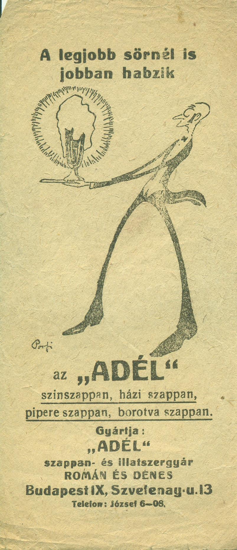 "Adél" szappan és illatszergyár (Magyar Kereskedelmi és Vendéglátóipari Múzeum CC BY-NC-SA)