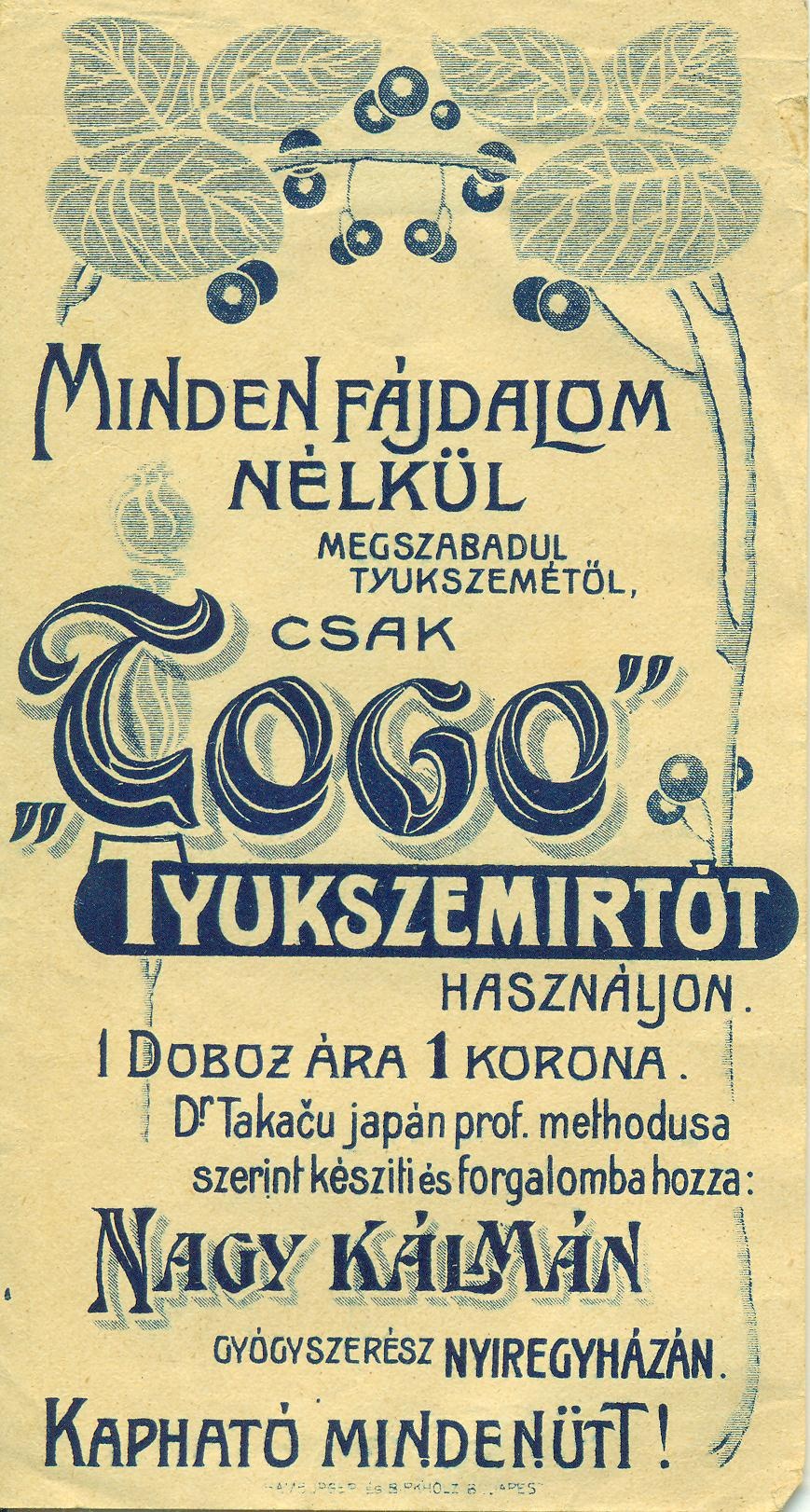 "TOGO" tyúkszemírtó (Magyar Kereskedelmi és Vendéglátóipari Múzeum CC BY-NC-SA)