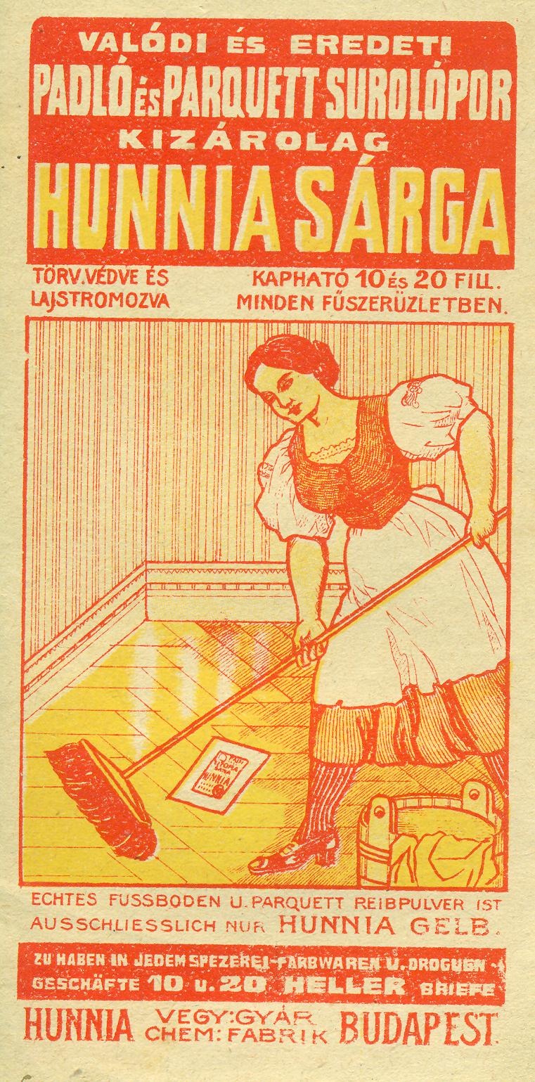 Hunnia Sárga padló és parquett surolópor (Magyar Kereskedelmi és Vendéglátóipari Múzeum CC BY-NC-SA)